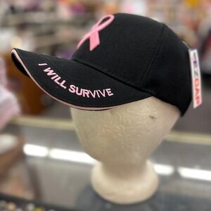 Black, Pink Ribbon Cap " I Will Survive" by EZCAP